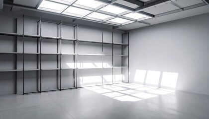 Empty Room with Shelving and Natural Light