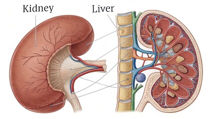 Human Kidney vs Liver Anatomy Comparison