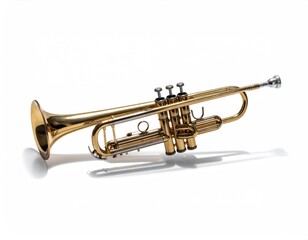 Obraz premium Polished brass trumpet on white