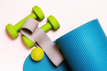 A top-down view showcases a curated collection of fitness essentials