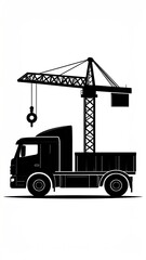 Silhouette of a crane and truck (1)