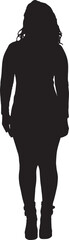 Vector, silhouette of front view of a woman standing