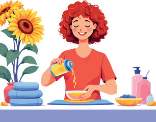 Vsai woman making natural essential oil for self care routine