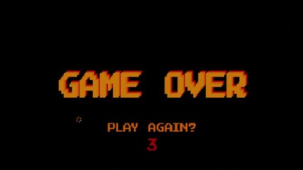Game over animation text on 8 bit retro game black background. 4k video.  - Powered by Adobe