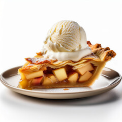 Classic Apple Pie Slice Topped with Creamy Vanilla Ice Cream