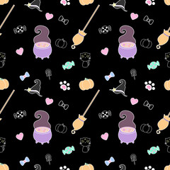Seamless Pattern Halloween Magic