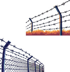 Vsai barbed wire fence with chain links ensuring security