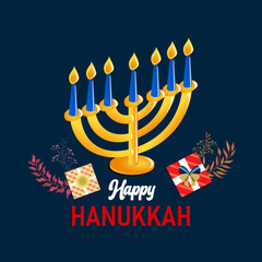 A festive vector collection of Hanukkah icons, including menorah, dreidel, candles, and traditional symbols, perfect for holiday designs, greeting cards, and cultural projects.