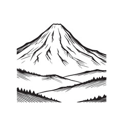 Black and White Mountain Illustration Image in Minimalist Line Art Style, Clean and Elegant Design