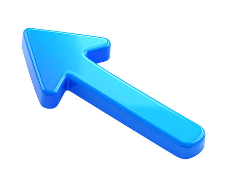 3D plastic cartoon style upload icon blue arrow isolated on transparent background and white background 