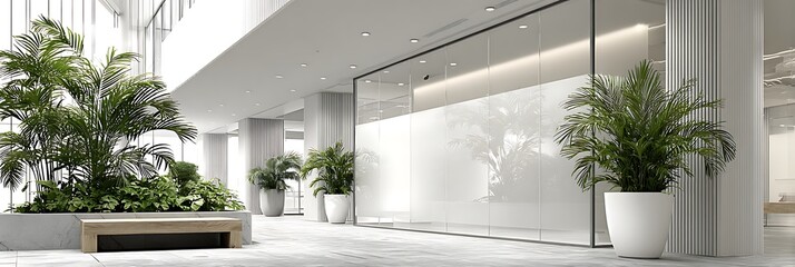 Wall-mounted signage mockup with frosted glass finish and monochrome interior