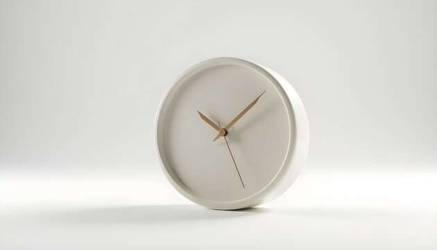 Minimalist White Clock Showing Time on Clean Background