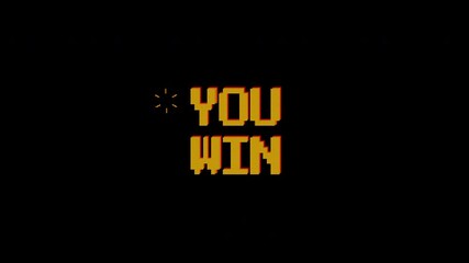 You win animation text on 8 bit retro game black background. 4k video. Perfect for video game or opening old video style. - Powered by Adobe