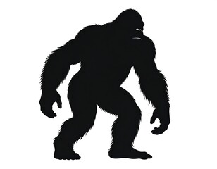 A large, hairy, bipedal ape stands against a white background