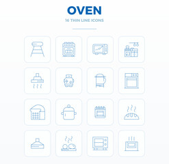 Revolutionary set of 16 PIXEL perfect vector icons inspired by Oven, created in Thin Outline format at 128x128 resolution for cutting-edge design.