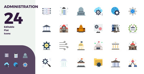 Unlock 24 Flat PIXEL perfect vector icons inspired by Administration, optimized in 128x128 format for flawless display across all devices.