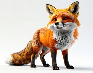 Obraz premium Cartoon fox against a plain background