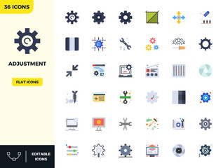 Advanced collection of 36 PIXEL perfect vector icons inspired by Adjustment, crafted in Flat Color with 128x128 optimization for superior visual performance.