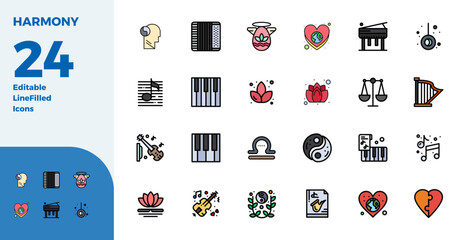 Intelligently designed 24 PIXEL perfect vector icons inspired by Harmony, created in Duotone format at 128x128 for smart and efficient design workflows.
