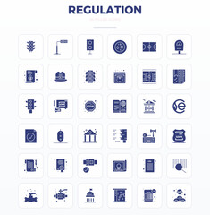Complete package of 36 vector icons themed around Regulation, showcasing SolidFill design in 128x128 PIXEL perfect quality for modern interfaces.