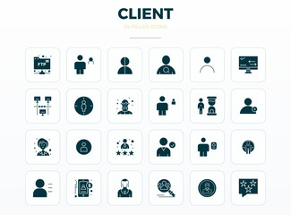 Masterfully created 24 vector icons representing Client in SolidFill design, featuring 128x128 PIXEL perfect resolution for exceptional visual quality.