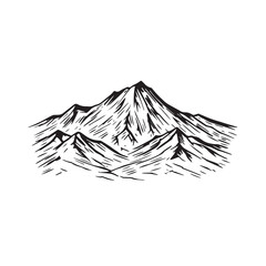 Black and White Mountain Illustration Image in Minimalist Line Art Style, Clean and Elegant Design