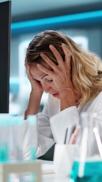 Stressed Scientist having Research Problem