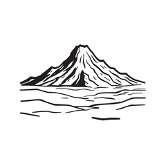 Black and White Mountain Illustration Image in Minimalist Line Art Style, Clean and Elegant Design