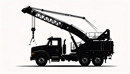 Silhouette of a large crane truck