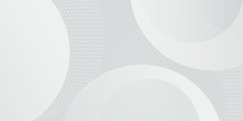 Abstract background with circles and halftone dots pattern. Grey and white backdrop