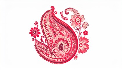 Ornate paisley design in red and peach