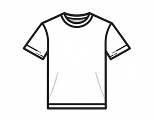 Simple black line drawing of a plain white t-shirt (1)