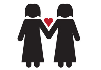 Women Figure with a Heart Illustration. Editable Clip Art.