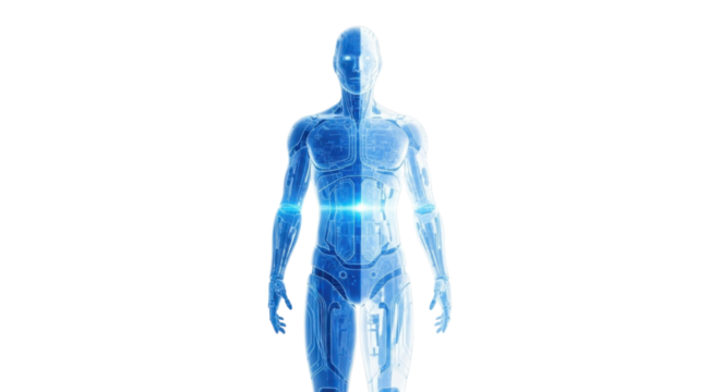 Illustration of a Humanoid Robot or Cyborg isolated PNG with Transparent Background