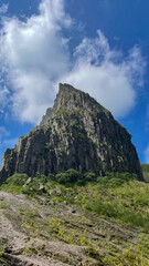 mountain landscape in the mountains the slopes of Mount Kelud indonesia with blue sky and white cloud