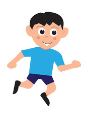 Fototapeta premium Illustration of a Cartoon Boy Running or Jumping. Editable Clip Art.