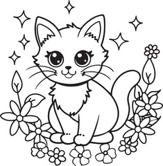 Charming Kitten Coloring Illustration