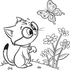 Obraz premium Charming Kitten Coloring Illustration 