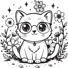 Charming Kitten Coloring Illustration

