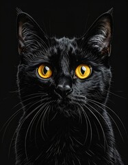 Close-up portrait of a black cat