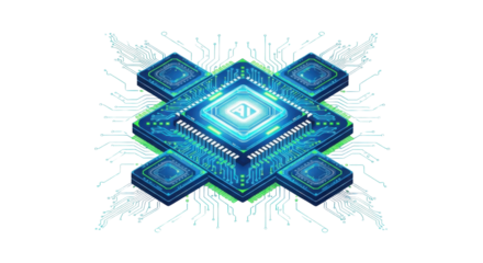 Microchip processor vector illustration isolated PNG with Transparent Background