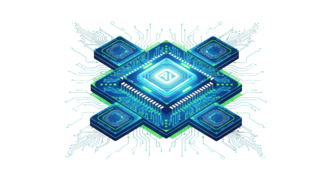 Microchip processor vector illustration isolated PNG with Transparent Background
