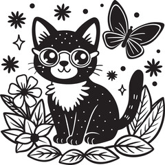 Charming Kitten Coloring Illustration
