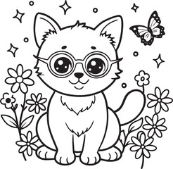 Charming Kitten Coloring Illustration
