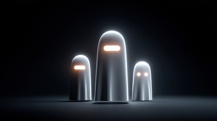 Three ghost figures against dark background