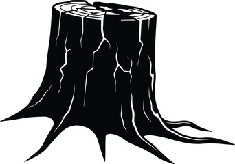 Vector Tree stump black silhouette nature isolated illustration Illustrator
