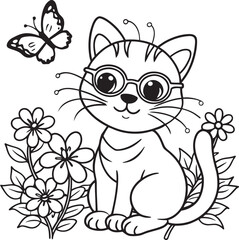 Charming Kitten Coloring Illustration