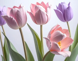 Close-up of pastel tulips