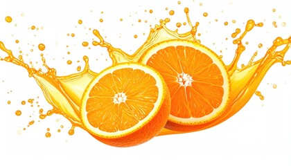 Orange slices with juice splash