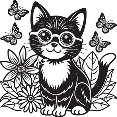 Charming Kitten Coloring Illustration
